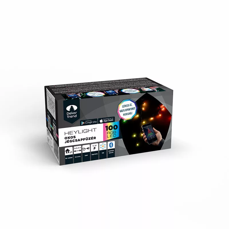 Heylight jgcsapfzr, 300 x 40 cm, 100 RGB LED, fekete kbel, IP44, BT vezrls